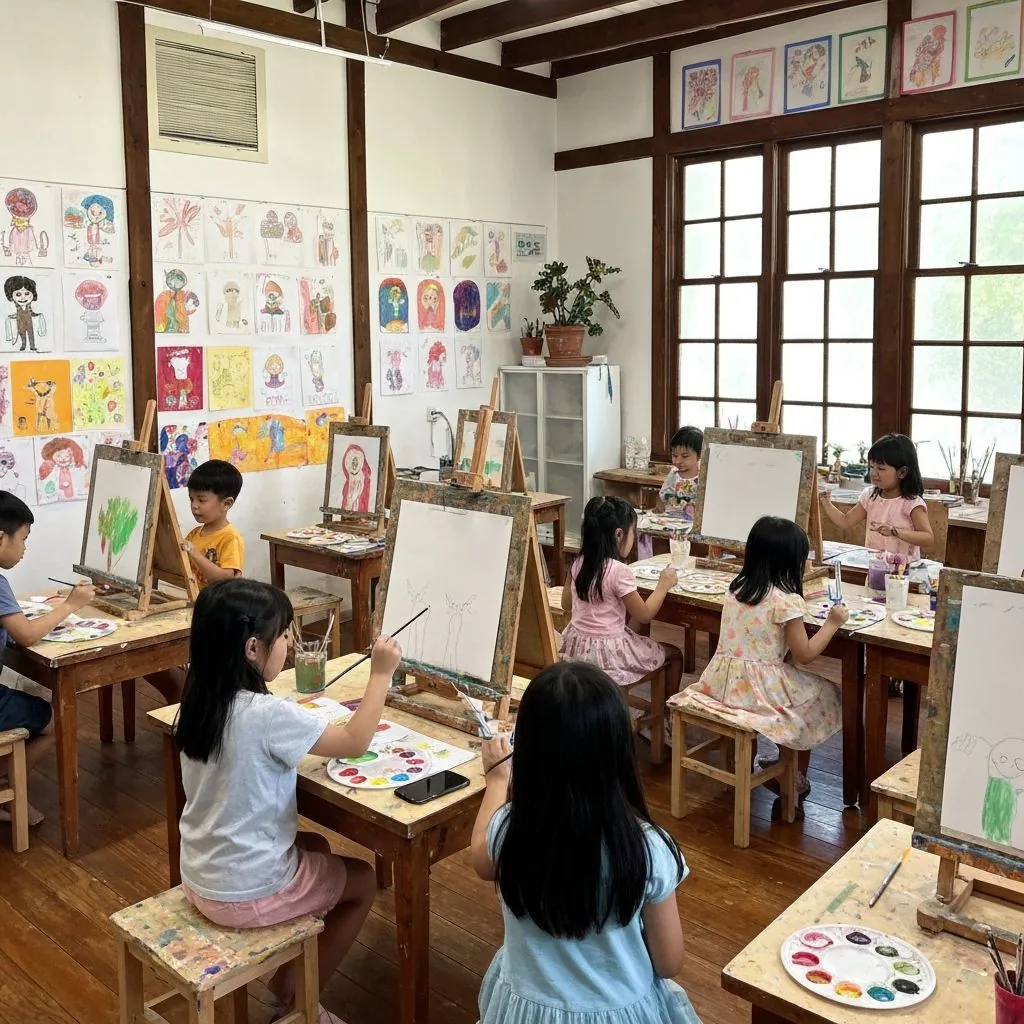 Creative art activities in farmhouse setting